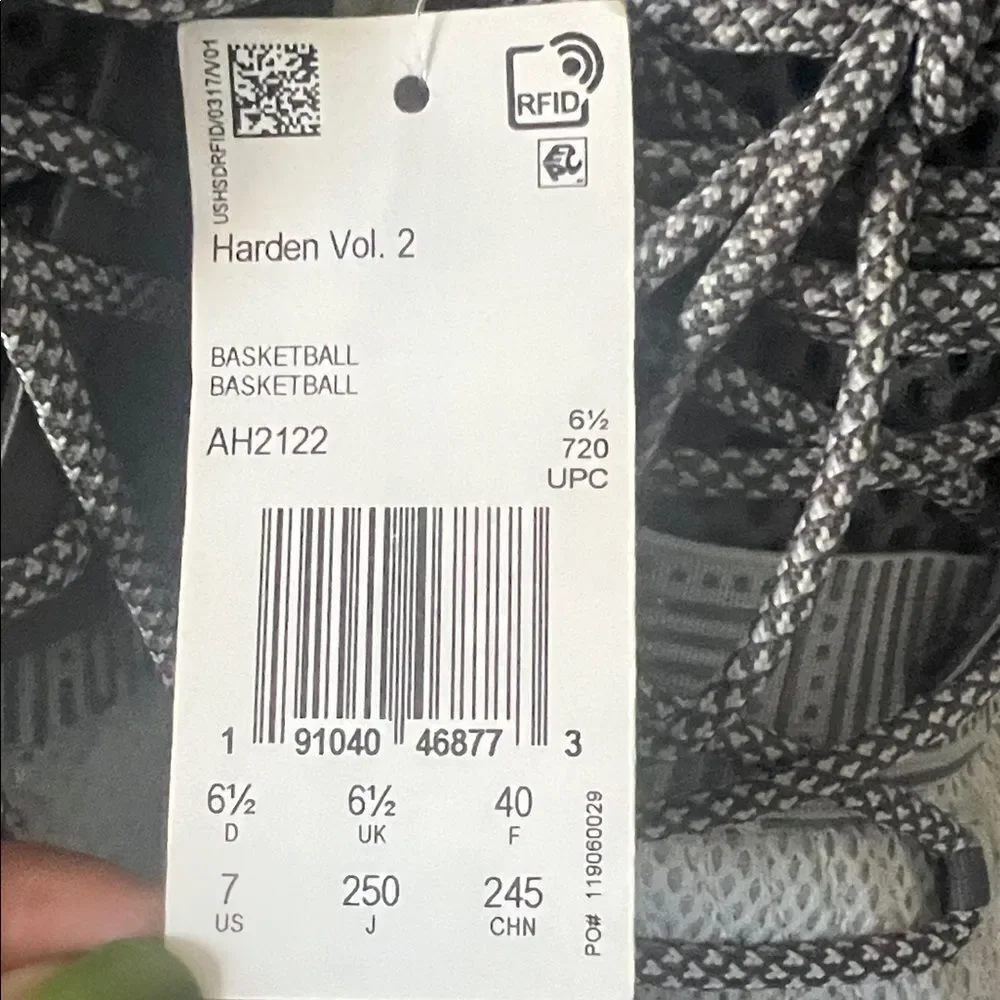 NWT adidas Harden Vol 2 in Concrete Gray and Black in Size 7